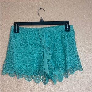 Teal Lace Shorts